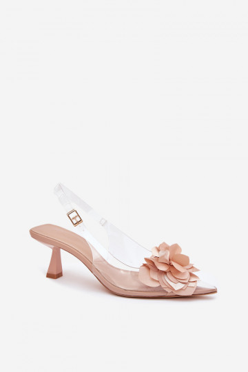 Ver a través de sandalias con tacones finos Con decoraciones Una flor Nude Risalie 2