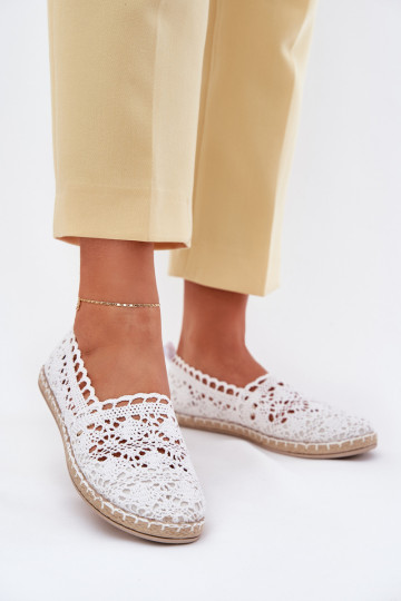 Espadrilles blancas para mujer de encaje Adelira
