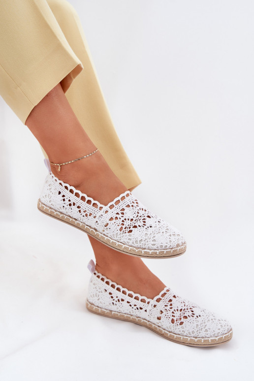 Espadrilles blancas para mujer de encaje Adelira