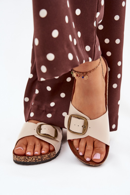Zapatillas de plataforma para mujer con hebillas en color arena Vianara