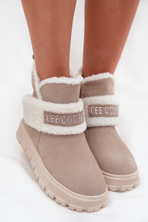 Botas de nieve para mujer de ante natural con aislamiento Lee Cooper LCJ-25-01-3739 en gris