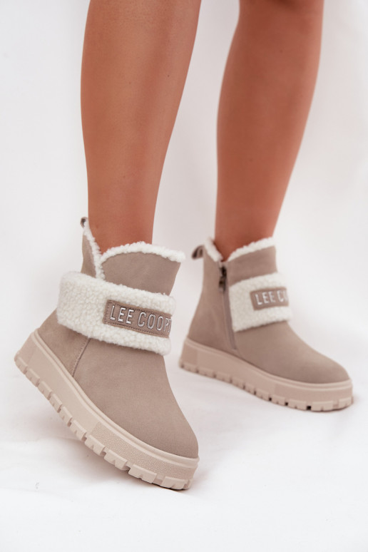 Botas de nieve para mujer de ante natural con aislamiento Lee Cooper LCJ-25-01-3739 en gris