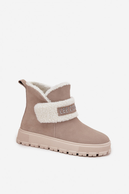 Botas de nieve para mujer de ante natural con aislamiento Lee Cooper LCJ-25-01-3739 en gris