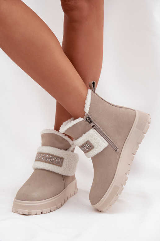 Botas de nieve para mujer de ante natural con aislamiento Lee Cooper LCJ-25-01-3739 en gris