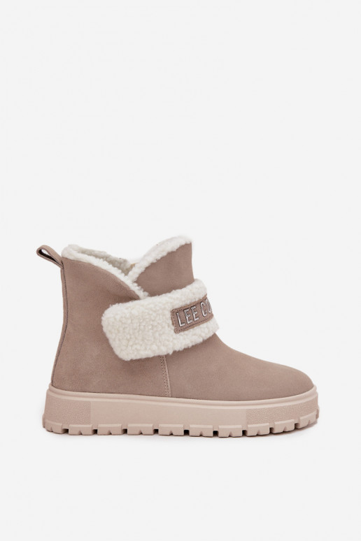 Botas de nieve para mujer de ante natural con aislamiento Lee Cooper LCJ-25-01-3739 en gris