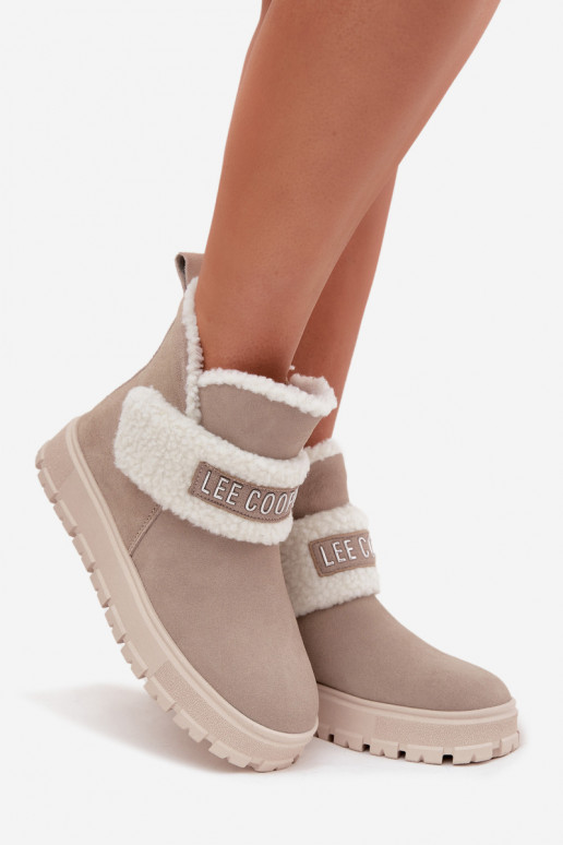 Botas de nieve para mujer de ante natural con aislamiento Lee Cooper LCJ-25-01-3739 en gris