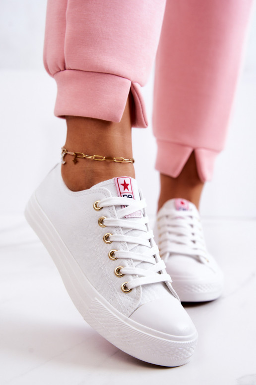 Zapatos casuales clásicos para mujer en blanco y dorado Ecoma
