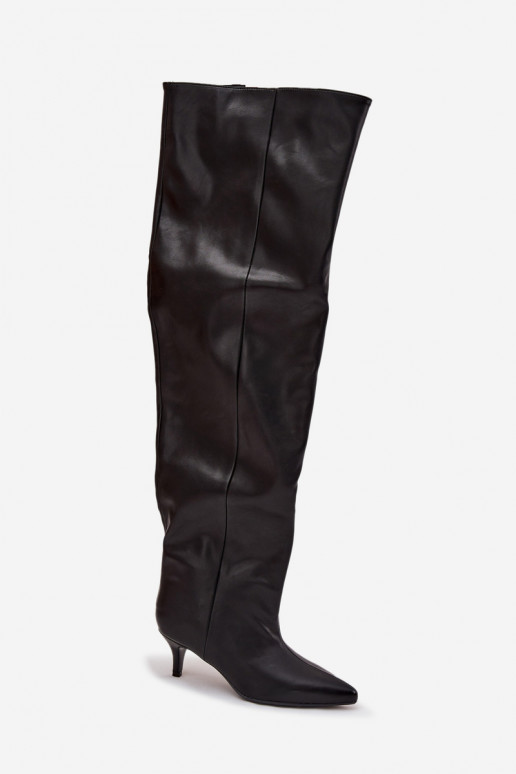 Botas altas de mujer slip-on con tacones delgados en negro Ysolienne