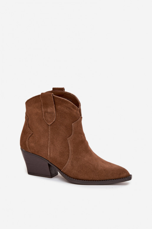 Botines de mujer estilo cowboy en ante sintético marrón Beretta