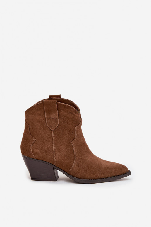 Botines de mujer estilo cowboy en ante sintético marrón Beretta