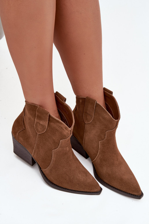 Botines de mujer estilo cowboy en ante sintético marrón Beretta