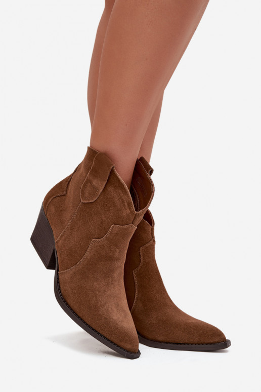 Botines de mujer estilo cowboy en ante sintético marrón Beretta