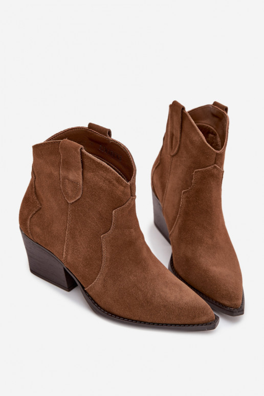 Botines de mujer estilo cowboy en ante sintético marrón Beretta