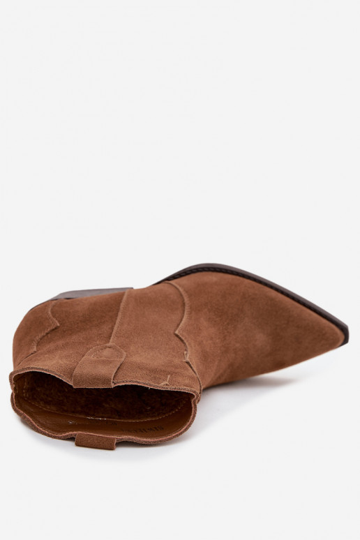 Botines de mujer estilo cowboy en ante sintético marrón Beretta