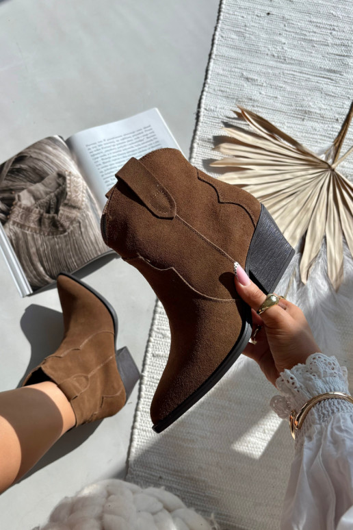 Botines de mujer estilo cowboy en ante sintético marrón Beretta
