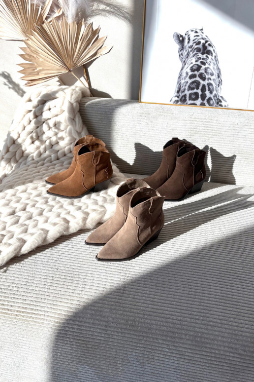 Botines de mujer estilo cowboy en ante sintético marrón Beretta