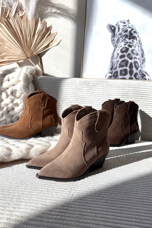 Botines de mujer estilo cowboy en ante sintético marrón Beretta