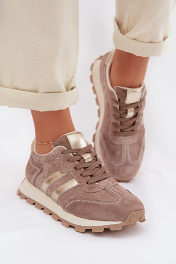 Zapatillas de plataforma de ante sintético para mujer en color arena S.Barski LR61-7097