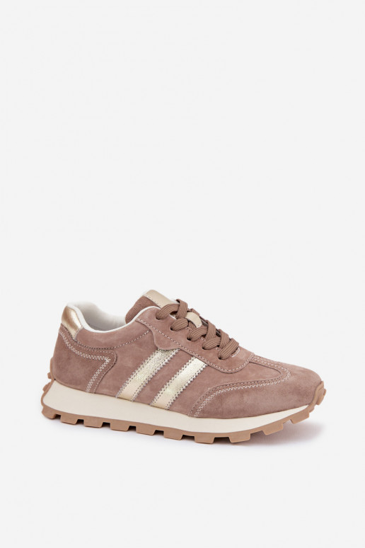 Zapatillas de plataforma de ante sintético para mujer en color arena S.Barski LR61-7097