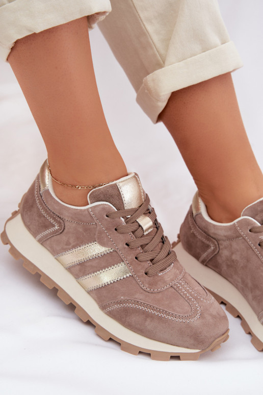 Zapatillas de plataforma de ante sintético para mujer en color arena S.Barski LR61-7097