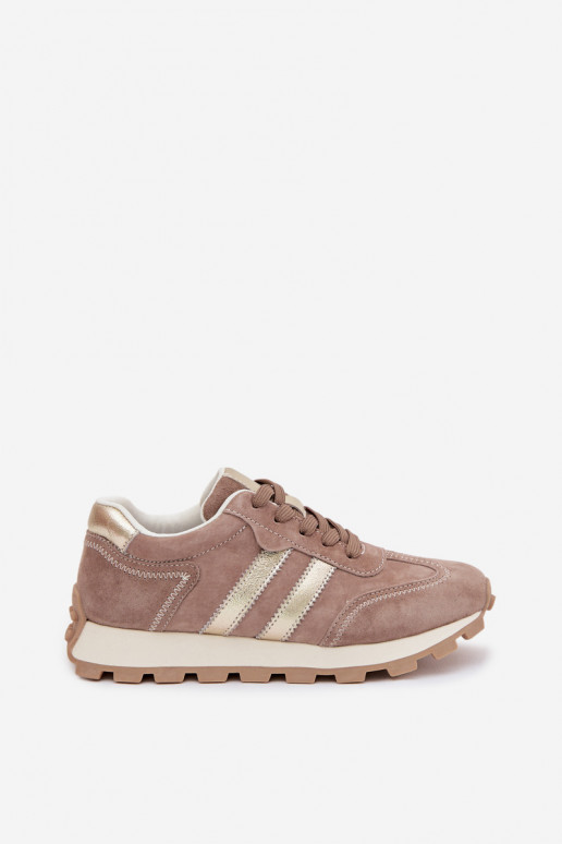 Zapatillas de plataforma de ante sintético para mujer en color arena S.Barski LR61-7097