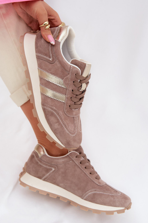 Zapatillas de plataforma de ante sintético para mujer en color arena S.Barski LR61-7097