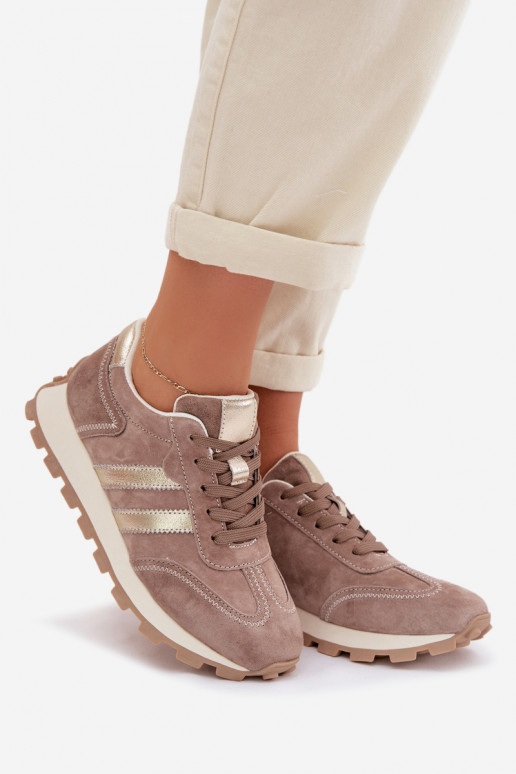 Zapatillas de plataforma de ante sintético para mujer en color arena S.Barski LR61-7097