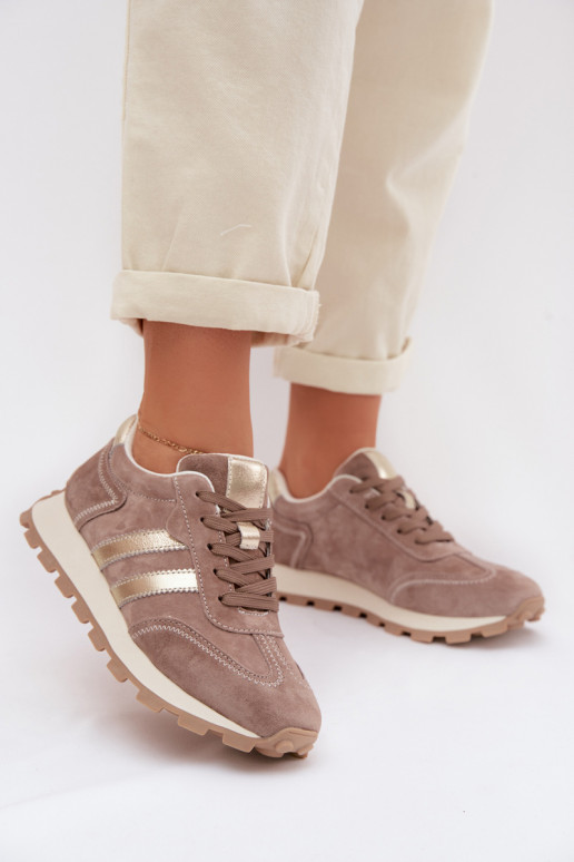 Zapatillas de plataforma de ante sintético para mujer en color arena S.Barski LR61-7097