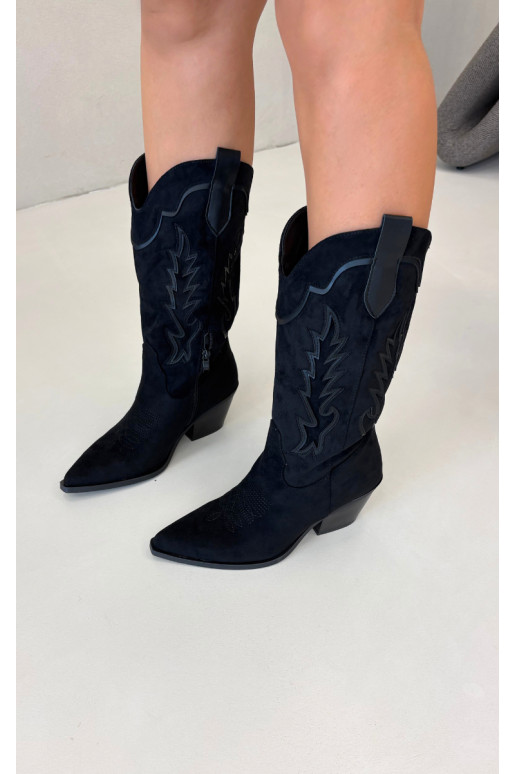 Botas altas de estilo cowboy en negro Betina