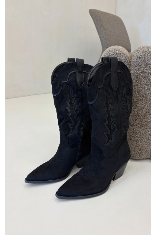 Botas altas de estilo cowboy en negro Betina