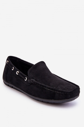 Mocasines de hombre de ante negro Rayan
