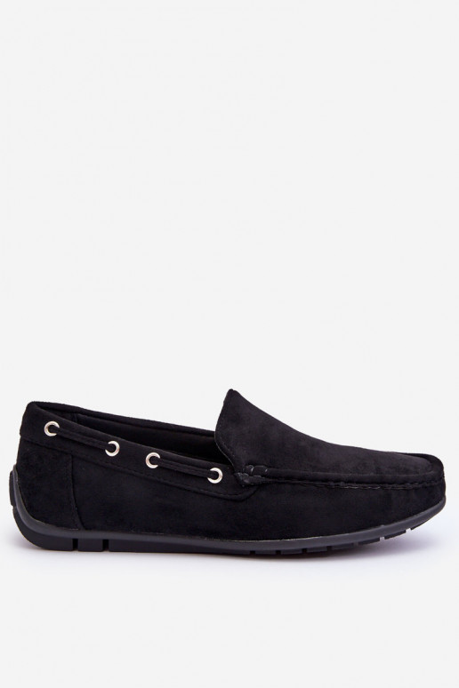 Mocasines de hombre de ante negro Rayan
