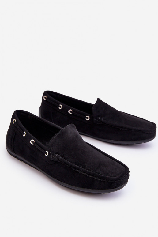 Mocasines de hombre de ante negro Rayan