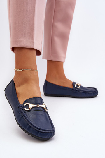 Mocasines clásicos de mujer en piel sintética azul oscuro Demese