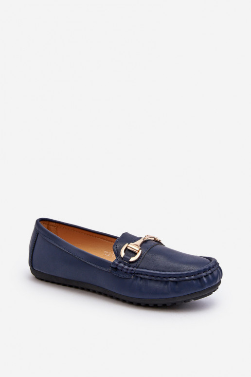 Mocasines clásicos de mujer en piel sintética azul oscuro Demese