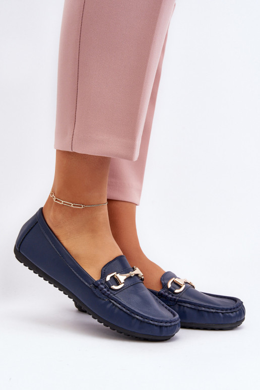 Mocasines clásicos de mujer en piel sintética azul oscuro Demese