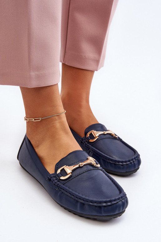 Mocasines clásicos de mujer en piel sintética azul oscuro Demese