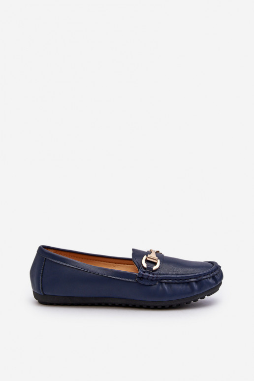 Mocasines clásicos de mujer en piel sintética azul oscuro Demese