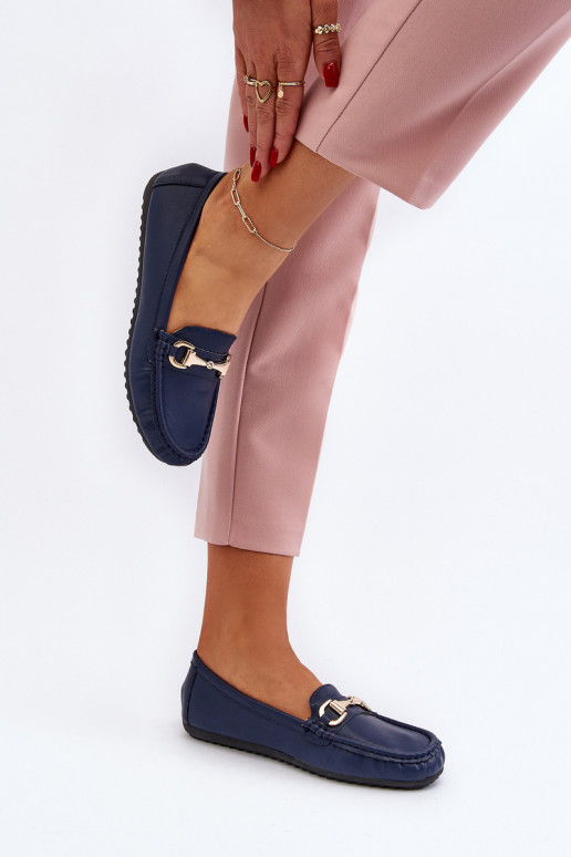 Mocasines clásicos de mujer en piel sintética azul oscuro Demese