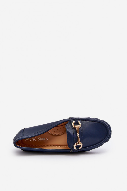 Mocasines clásicos de mujer en piel sintética azul oscuro Demese