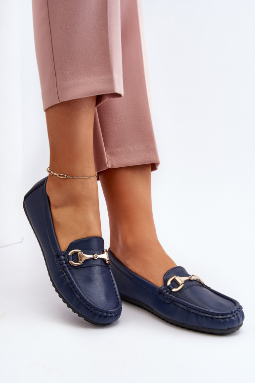 Mocasines clásicos de mujer en piel sintética azul oscuro Demese