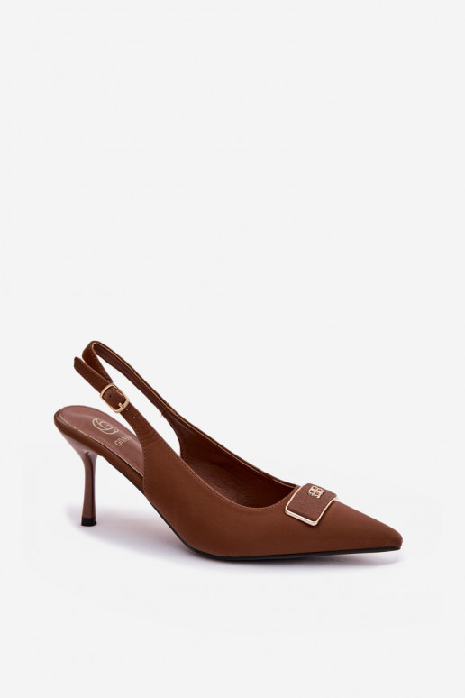 Sandalias de tacón para mujer con detalles decorativos CzekoladoĮe Lurella