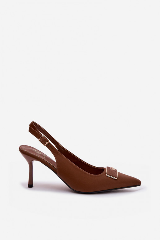 Sandalias de tacón para mujer con detalles decorativos CzekoladoĮe Lurella