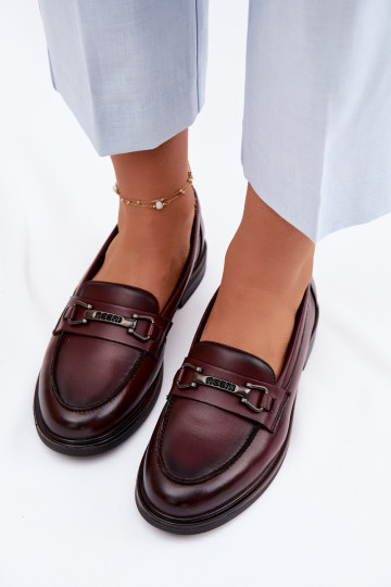 Mocasines de mujer de cuero burdeos Vinceza 39983