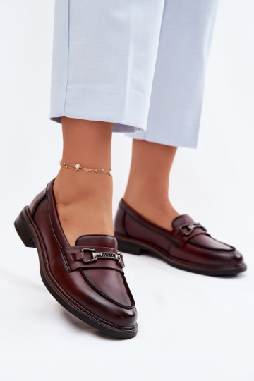 Mocasines de mujer de cuero burdeos Vinceza 39983 2