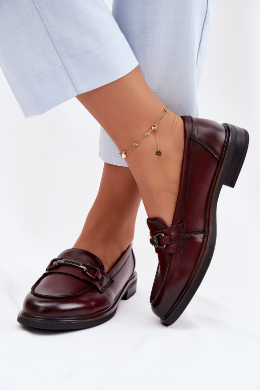 Mocasines de mujer de cuero burdeos Vinceza 39983