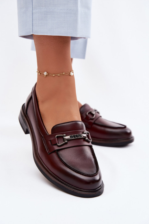 Mocasines de mujer de cuero burdeos Vinceza 39983