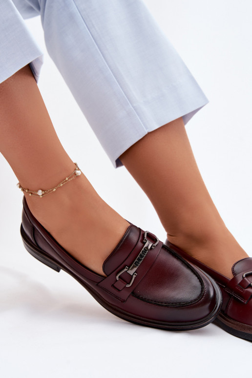 Mocasines de mujer de cuero burdeos Vinceza 39983