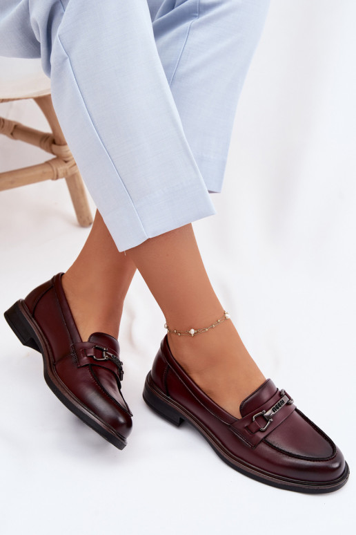 Mocasines de mujer de cuero burdeos Vinceza 39983