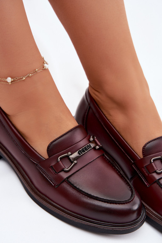 Mocasines de mujer de cuero burdeos Vinceza 39983